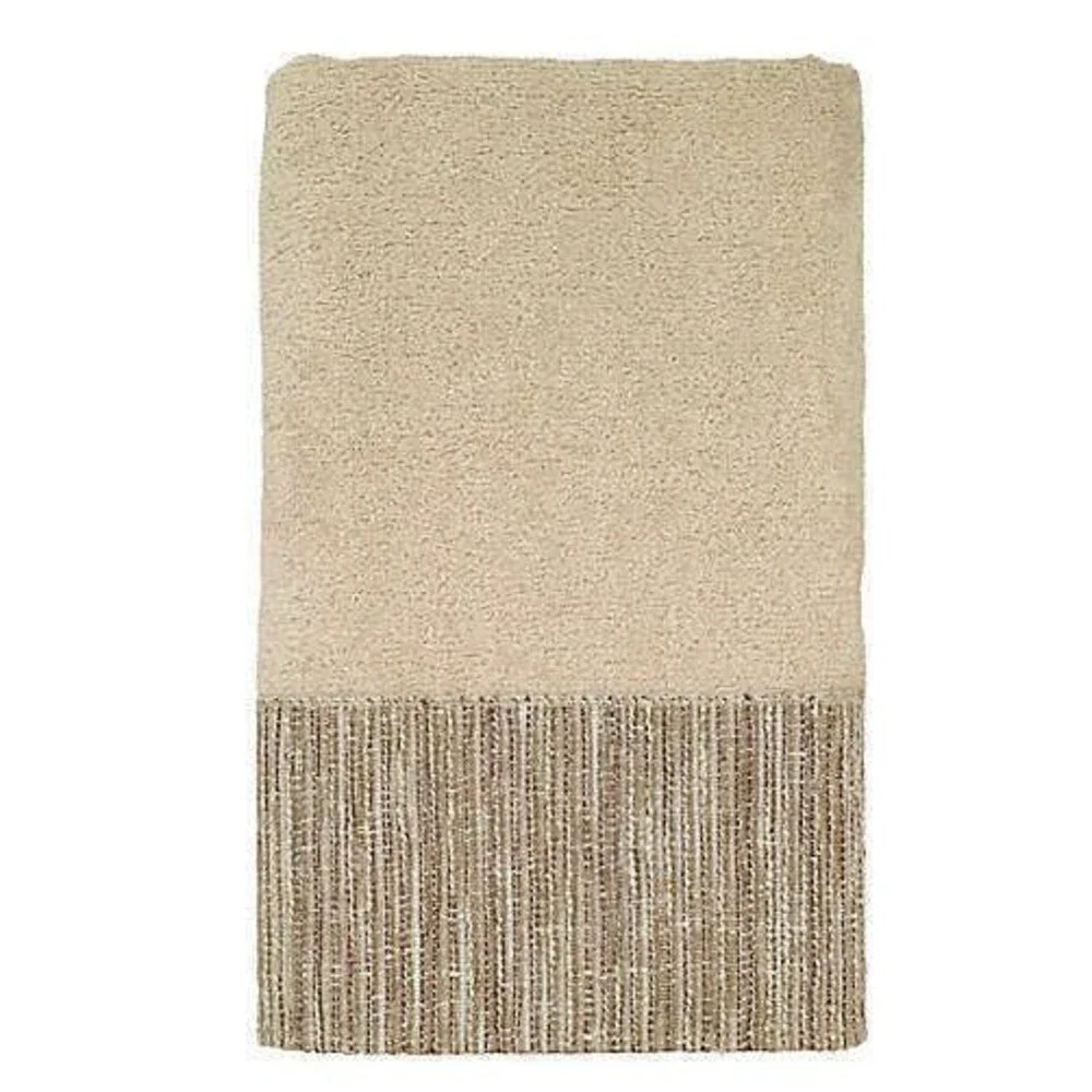 Avanti Brentwood Hand Towels Bathroom Beige Jacquard Border 30x16